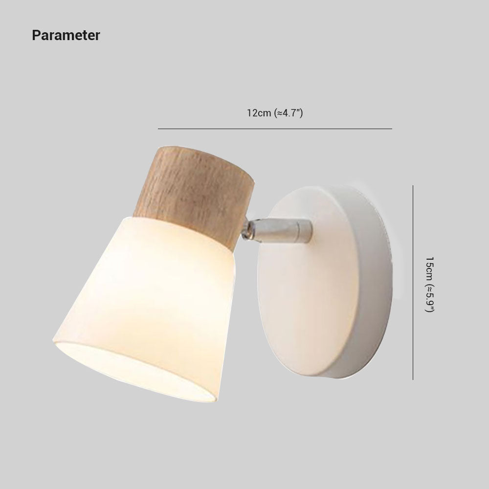 Muto Design Italien LED Applique Murale à Miroir Ronde Rustique Bois/Verre Blanc Salle de Bain