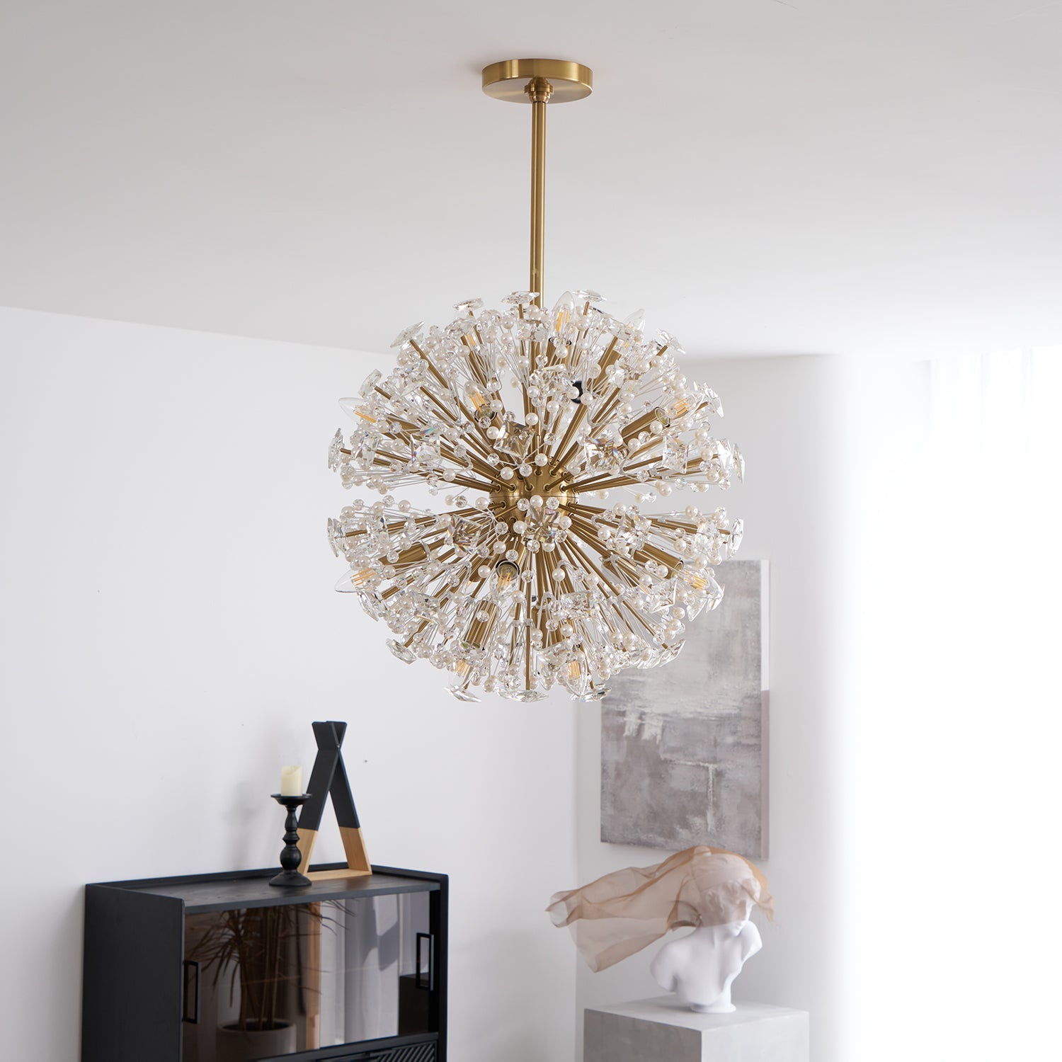 Aurora Chandelier Dickinson Gold Crystal Starburst - Letslighting