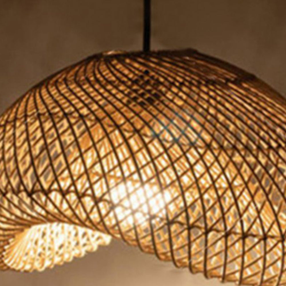 Ritta Suspension Dôme Rustique, Métal/Rotin, Marron, Salon/Café