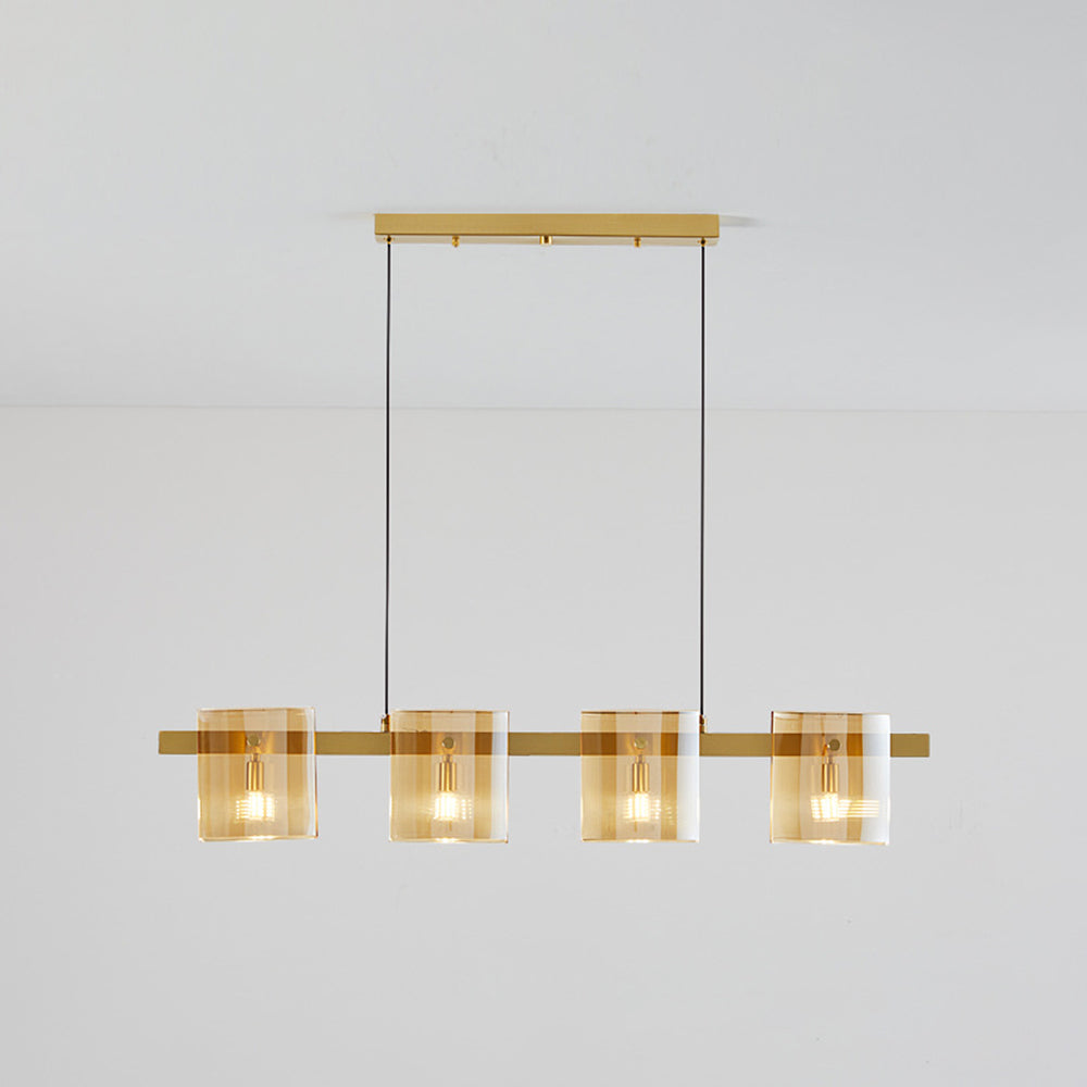 Arisha Suspension Cylindre Nordique, Cuivre/Verre, Noir/Or, Bar/Cuisine