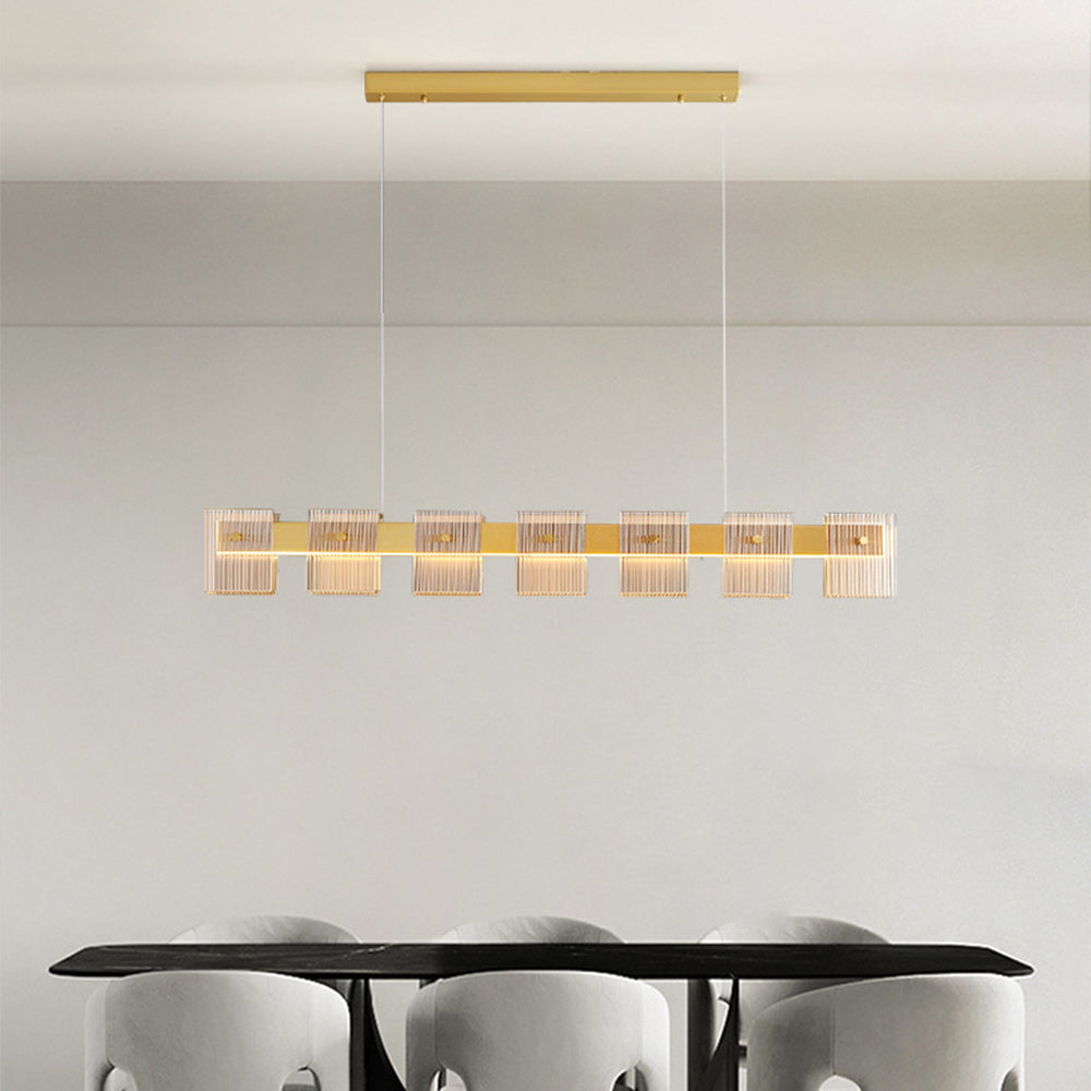 Arisha Suspension Carrée Urbaine, Cuivre/Verre, Doré, Salle de Bain/Chambre à Coucher
