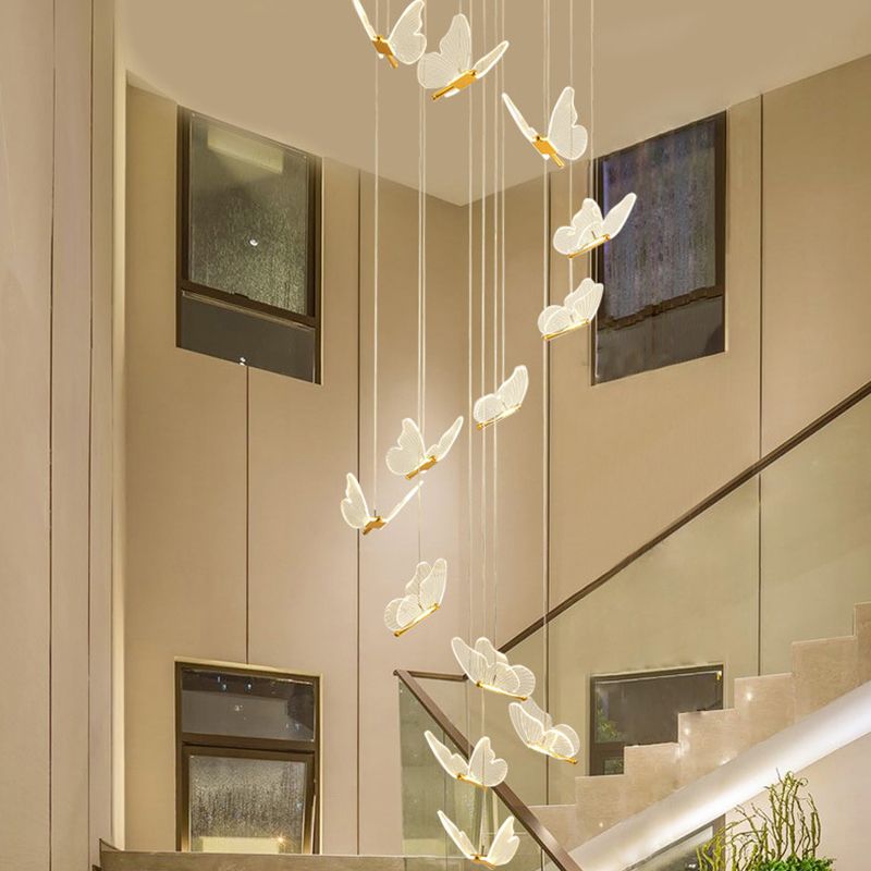 Olivia Moderne LED Suspension Doré Métal/Acrylique Salon Chambre à coucher