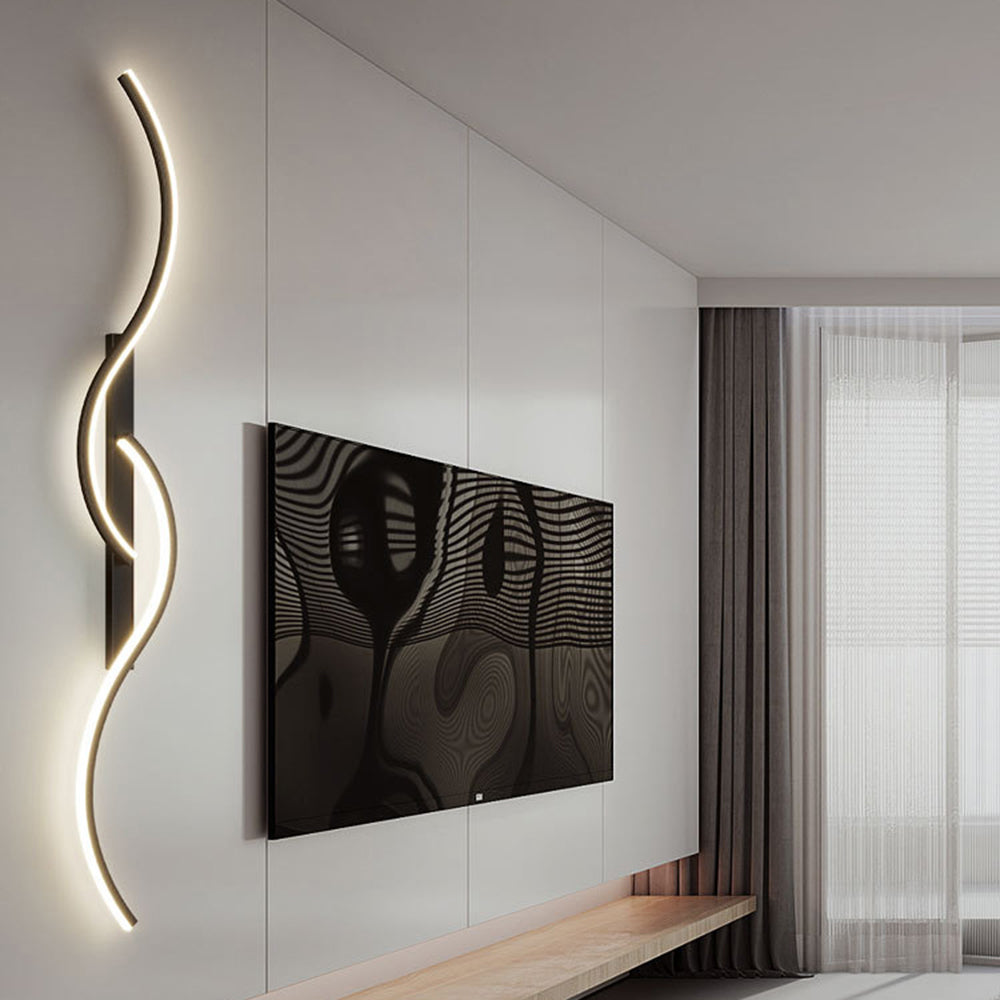 Arisha Applique Murale Vague Design Moderne Noir/Or Salon
