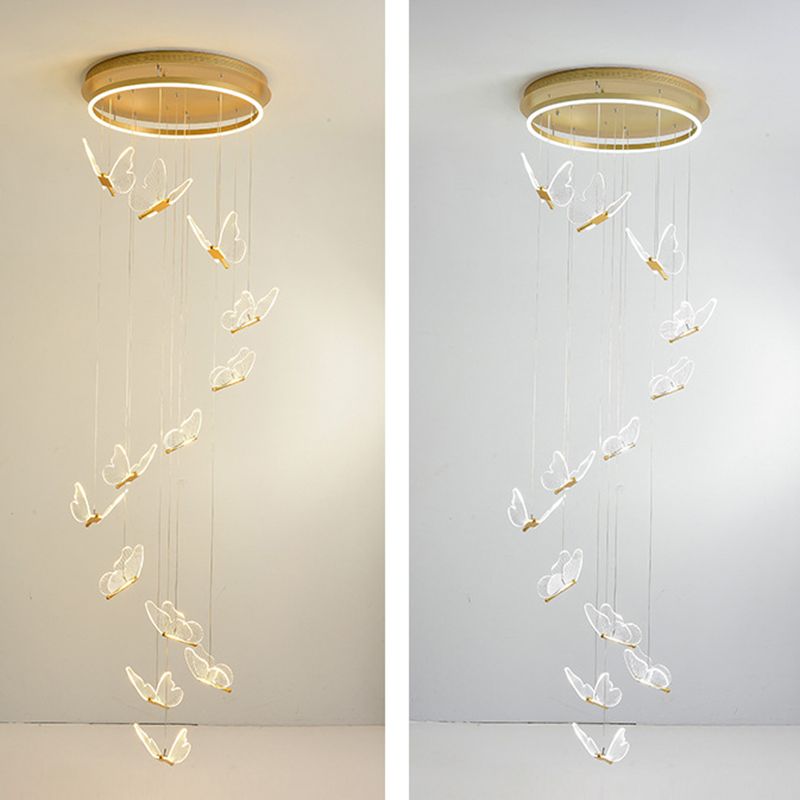 Olivia Moderne LED Suspension Doré Métal/Acrylique Salon Chambre à coucher