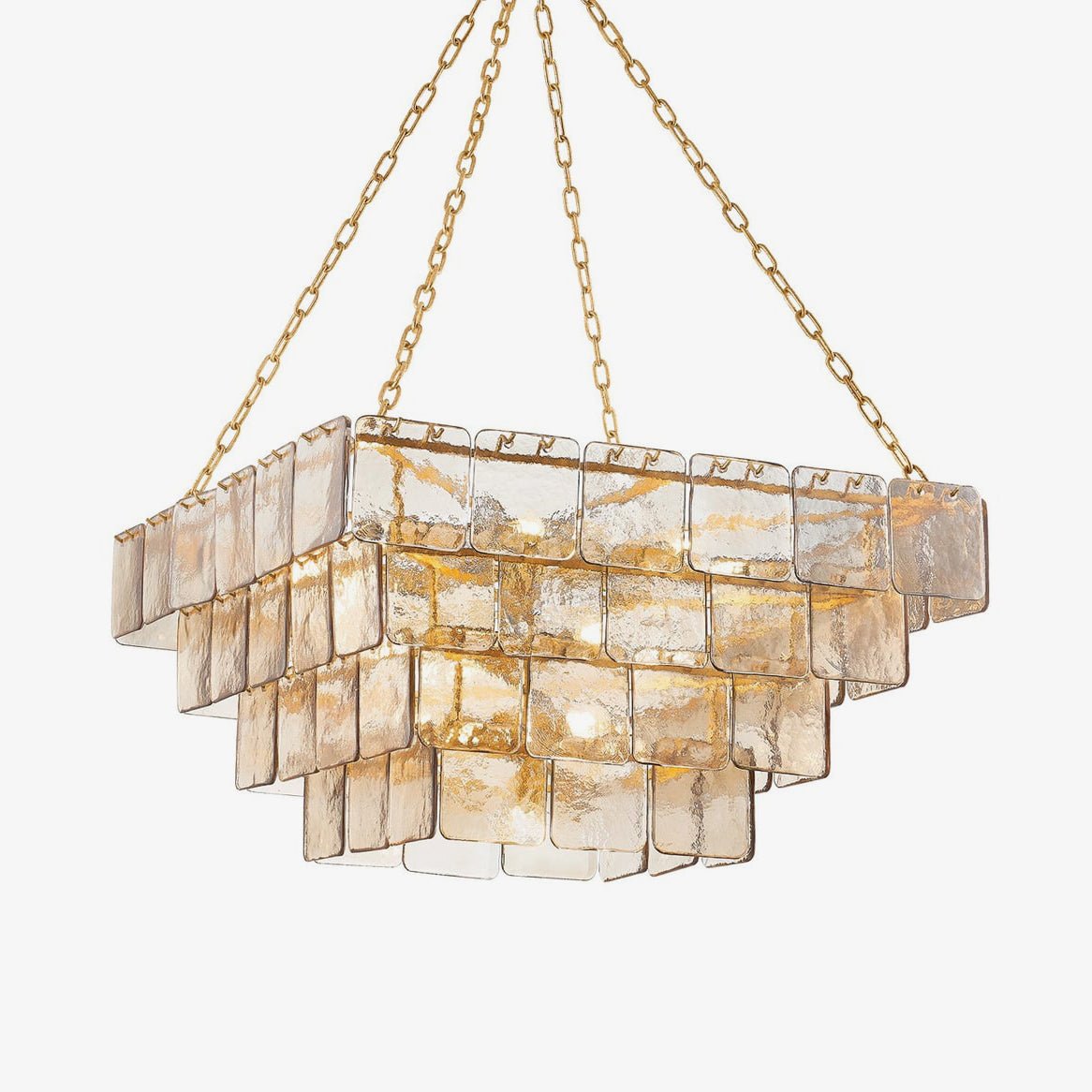 Aurora Chandelier Chain Champagne Piastre Glass Tiered - Letslighting
