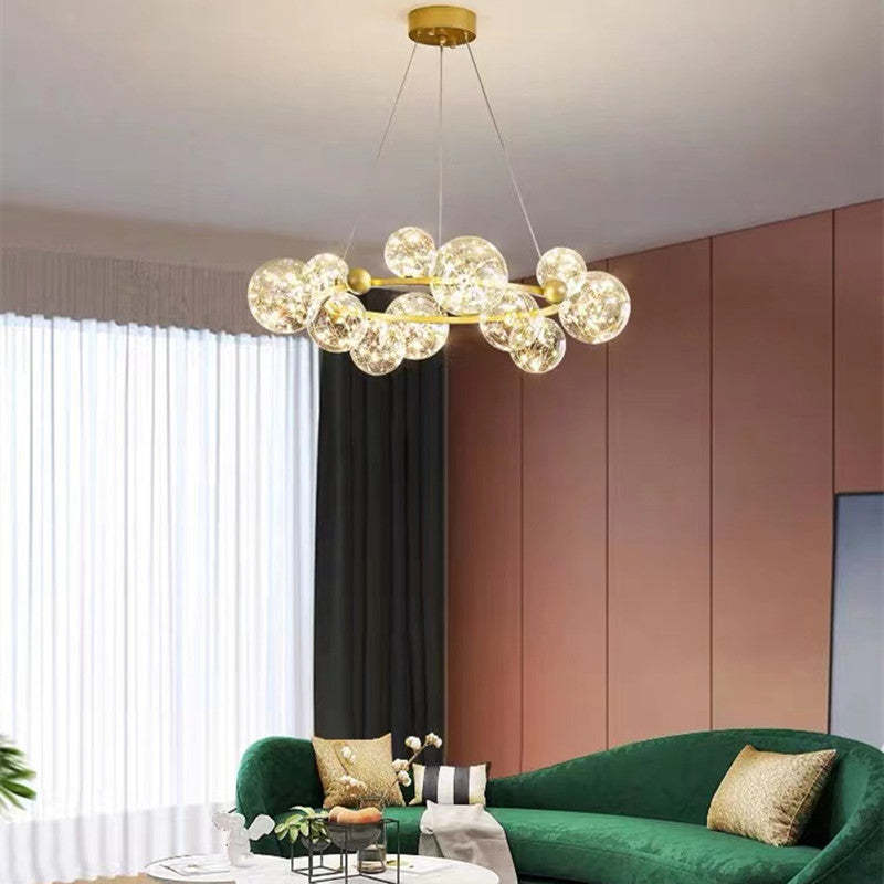 Valentina Suspension Boule Moderne, Métal/Verre, Doré/Noir, Salon