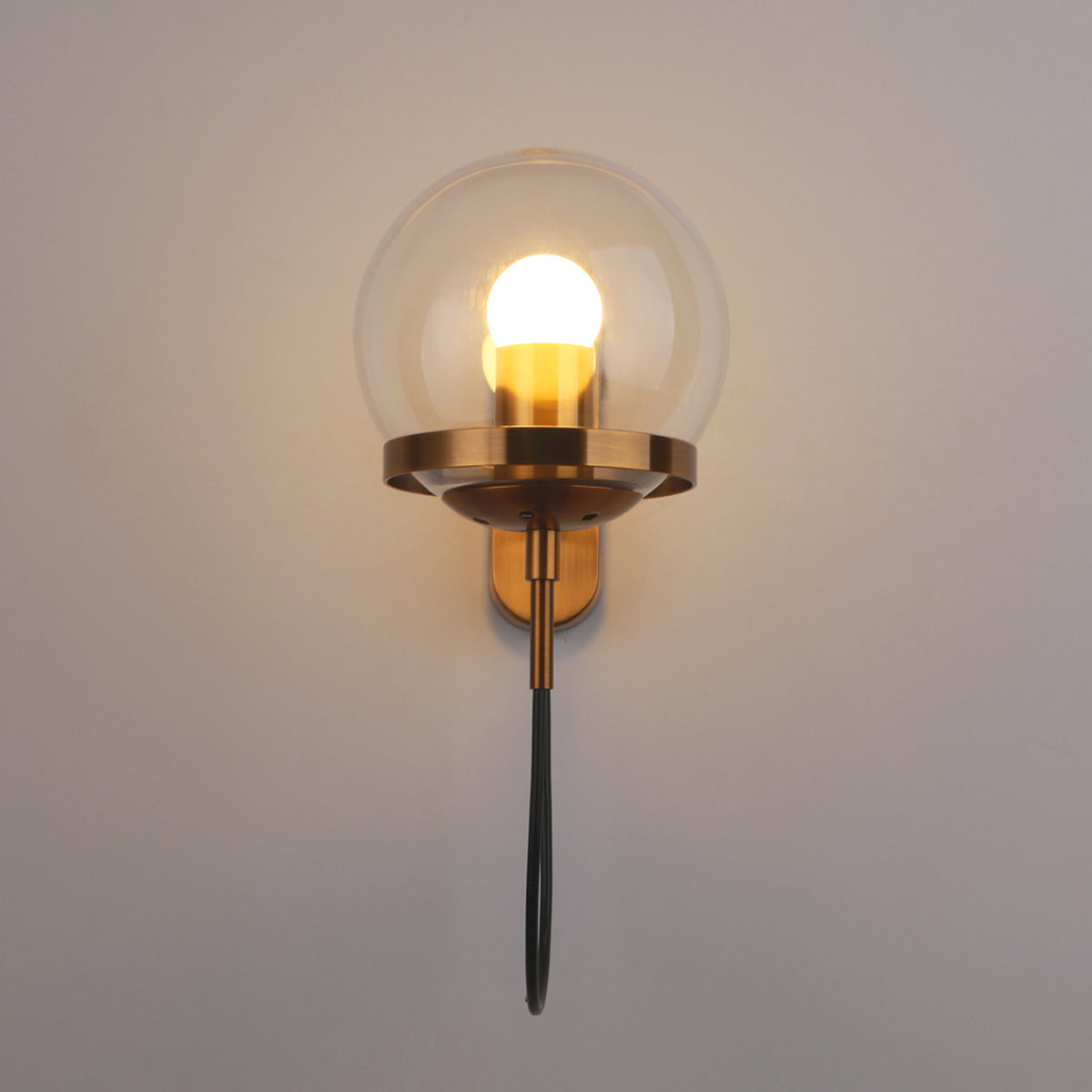 Silva Applique Murale à Ampoule LED Globe Rétro, Métal, Noir/Bronze, Salon