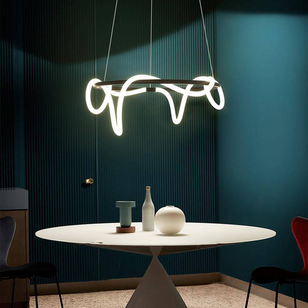 Arisha Suspension Courbe/linéaire LED Postmoderne, Métal, Or/Noir, Salon