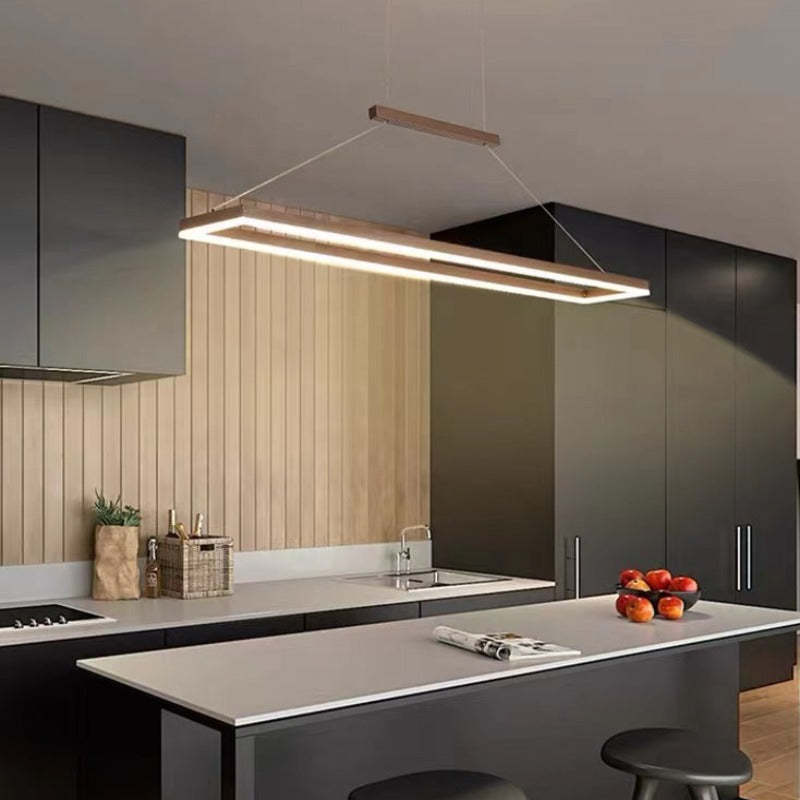 Ray Suspension Rectangulaire Contemporaine, Metal, Café/Or, Chambre