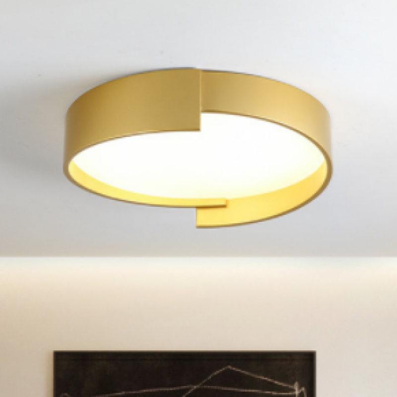 Arisha Plafonnier Rond Moderne, Métal/Acrylique, Blanc/Gris/Vert/Doré, Salon