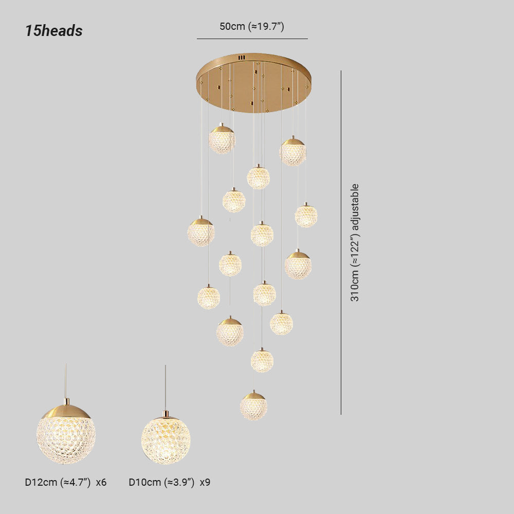 Arisha Luminaires Suspensions Multi/Bulle Moderne Métal/Acrylique Doré Chambre à Coucher