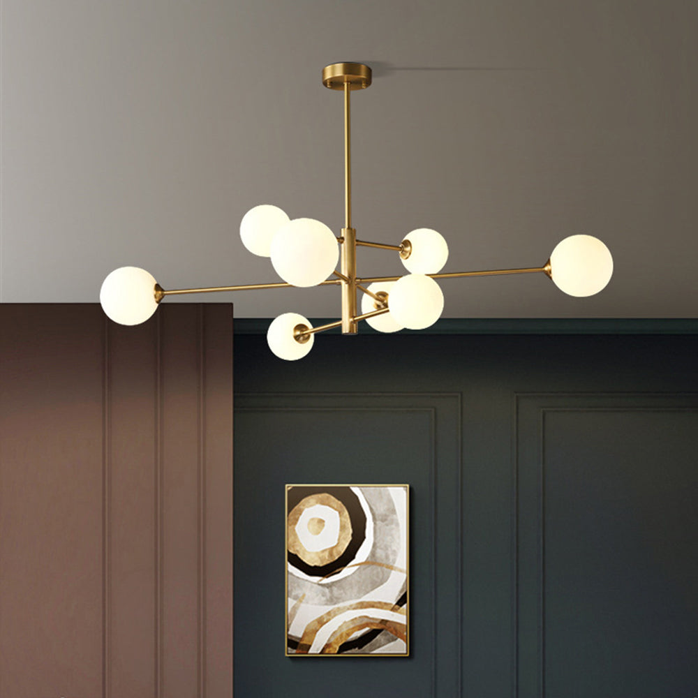 Valentina Lustre Bulle Moderne, Cuivre/Verre, Noir/Cuivre, Salon