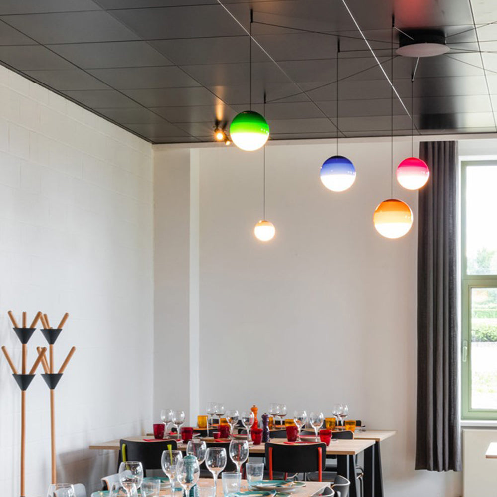 Valentina Suspension Bulle Moderne Verre, Noir/Gris/Bleu/Rose, Salon