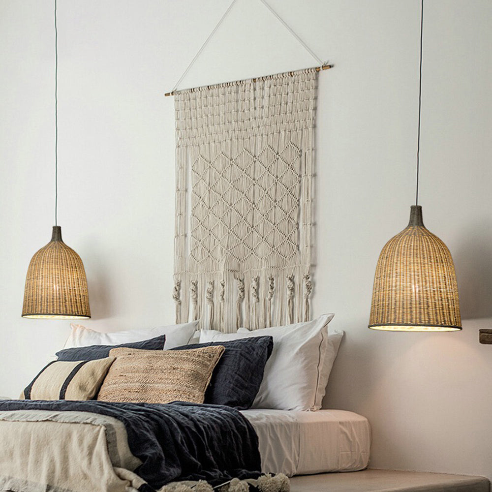 Ritta Suspension Bois Rotin Moderne Salle à Manger/Chambre