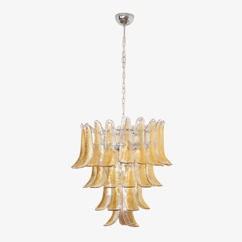 Aurora Chandelier Amber Lily Murano Glass Layered Centerpiece - Letslighting