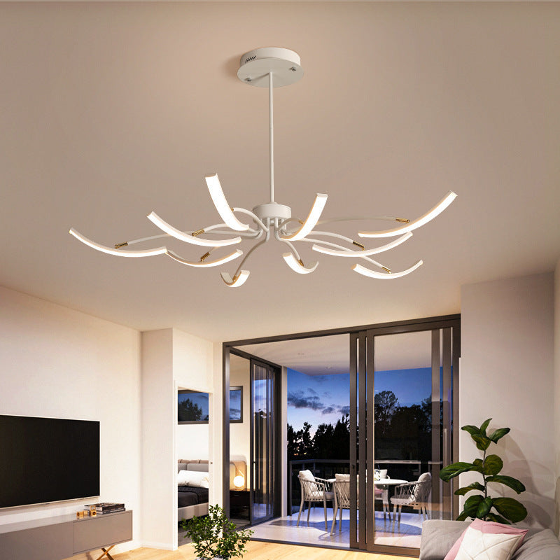 Kristy Moderne Lustre Linéaire Moderne, Métal/Gel de Silice, Noir/Blanc/Doré, Salon