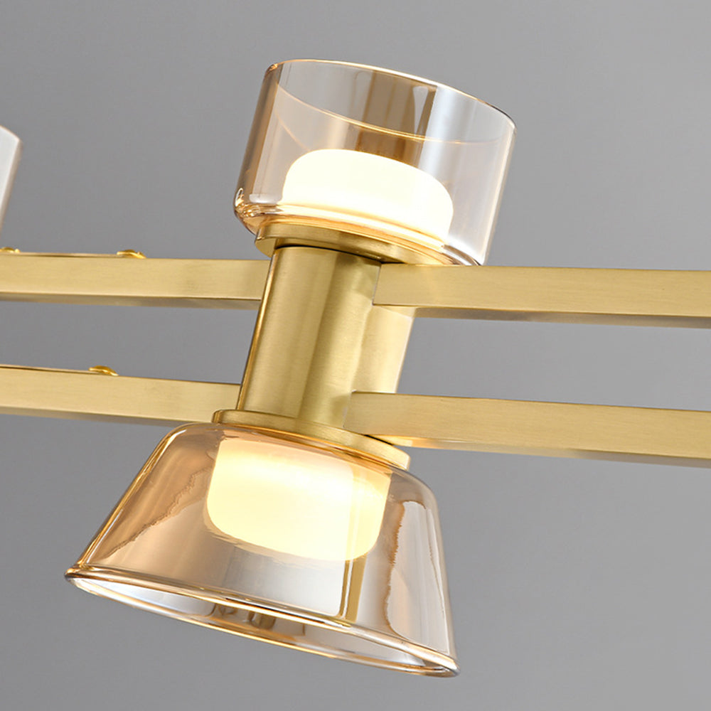 Arisha Suspension Linéaire Simple, Cuivre/Verre, Noir/Or, Salle de Bain/Chambre