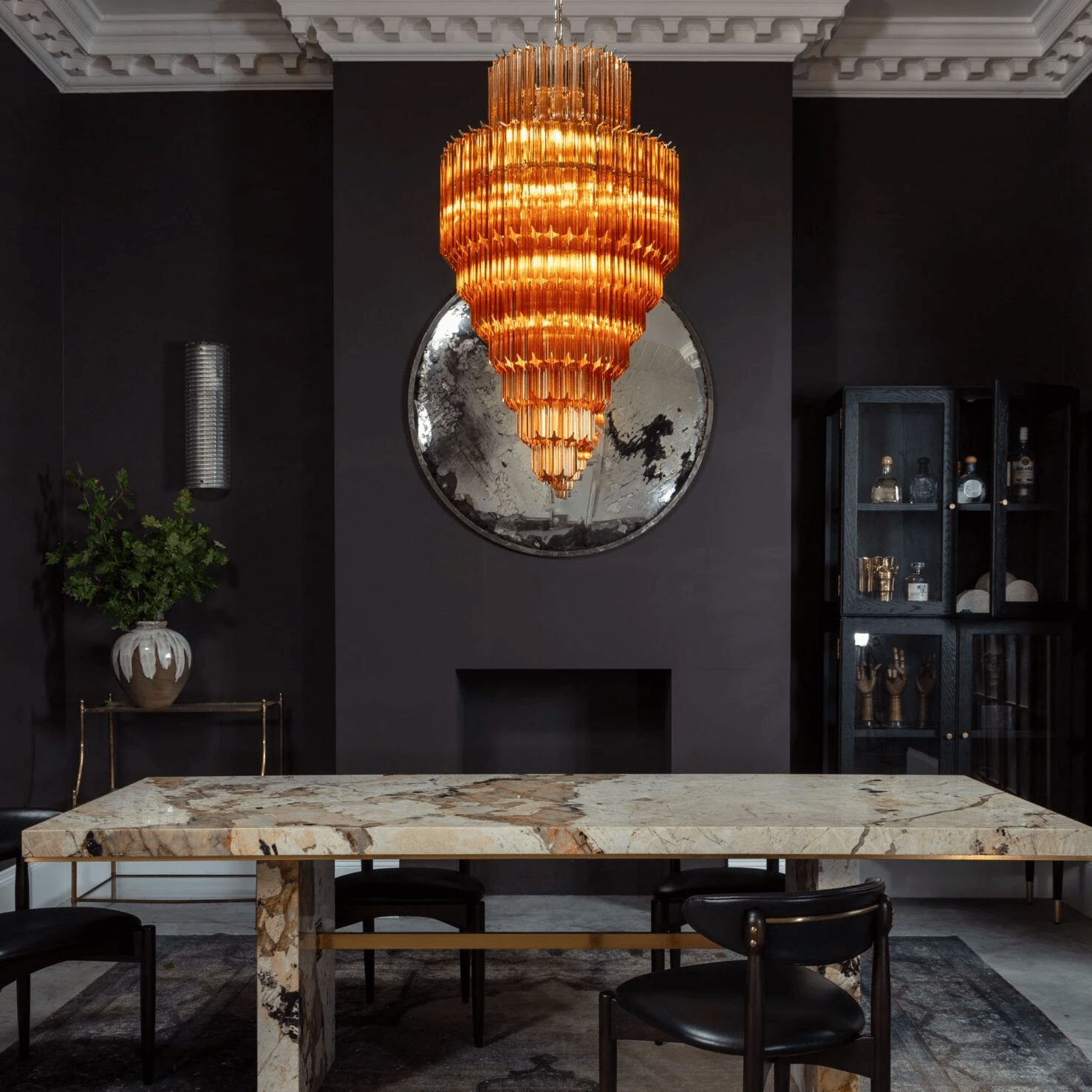 Aurora Chandelier Amber Diamond Glass Layered Retro - Letslighting