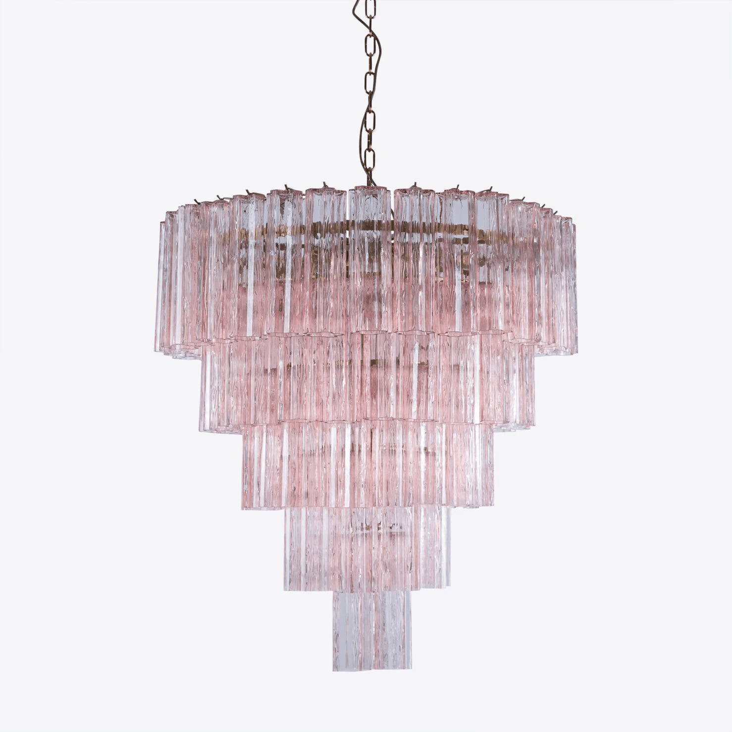 Aurora Chandelier Five Tier Fluted Glass Grande Mid Century - Letslighting