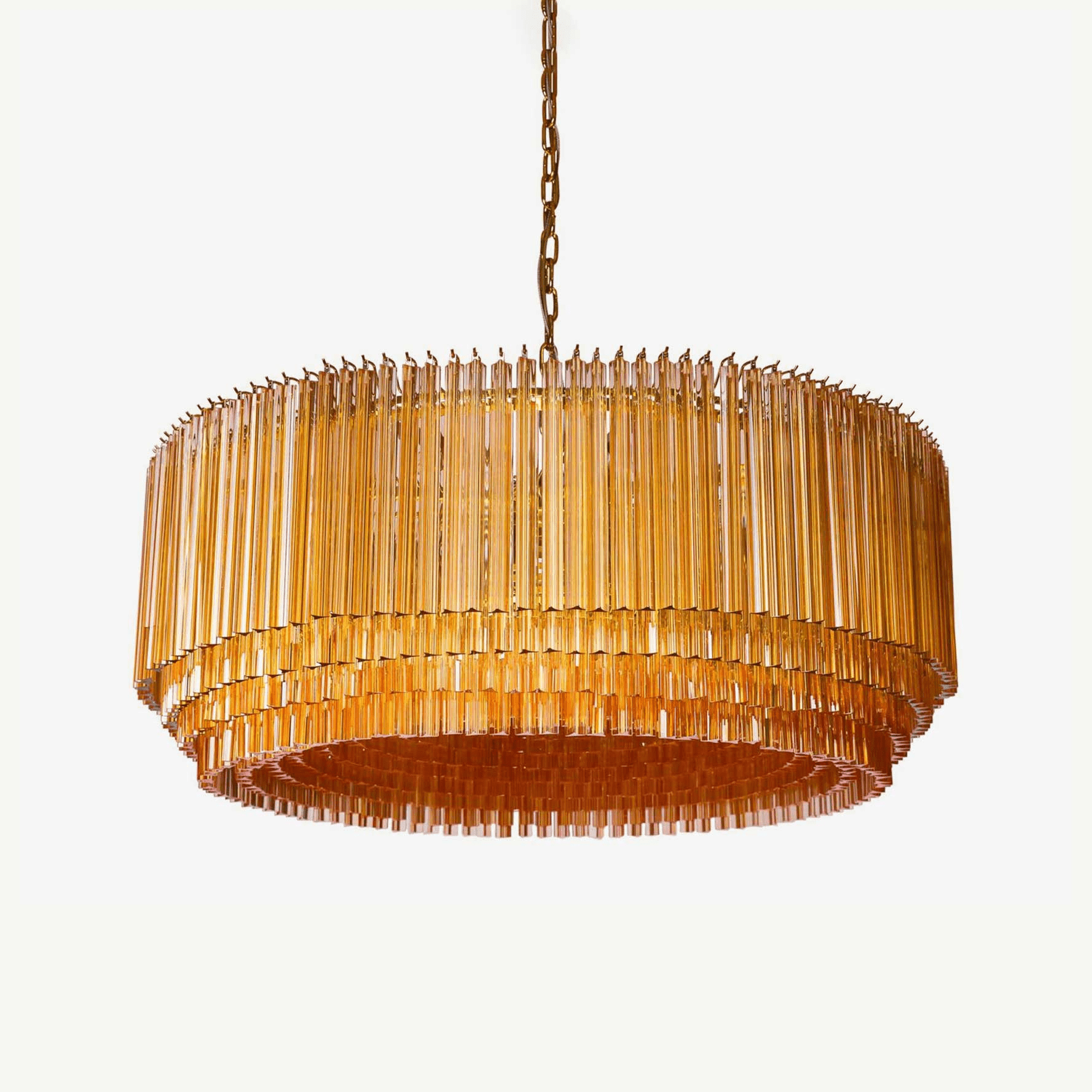 Aurora Chandelier Amber Drum Glass - Letslighting