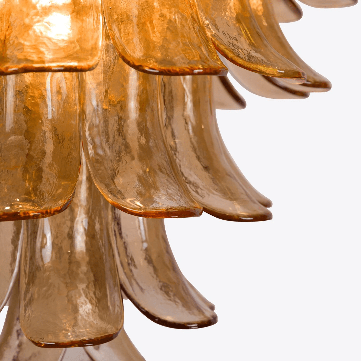 Aurora Chandelier Amber Murano Glass Petal Mid Century - Blowlighting