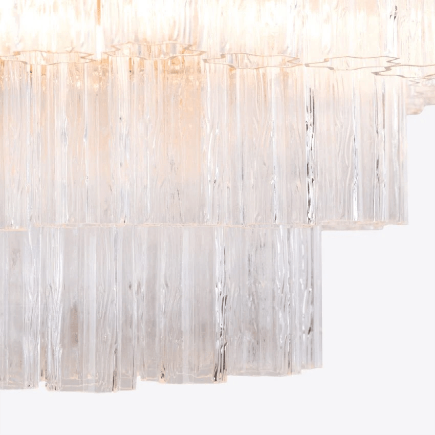 Aurora Chandelier Five Tier Fluted Glass Tube Mid Century - Letslighting