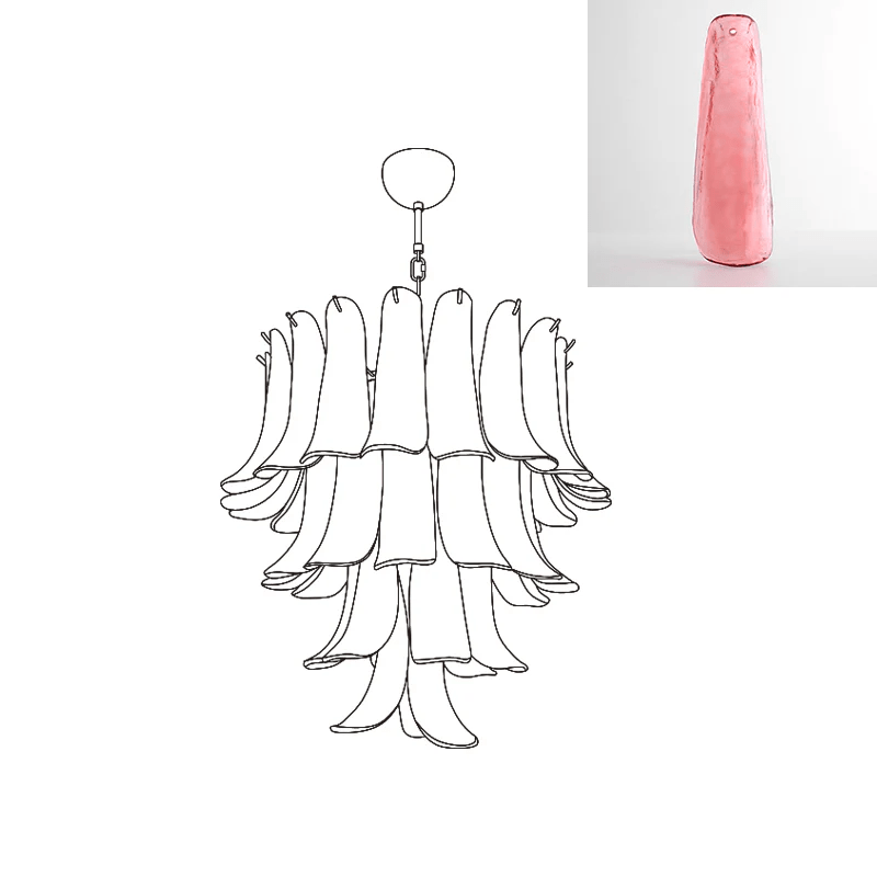 Aurora Chandelier Murano Glass Petals Vintage - Blowlighting