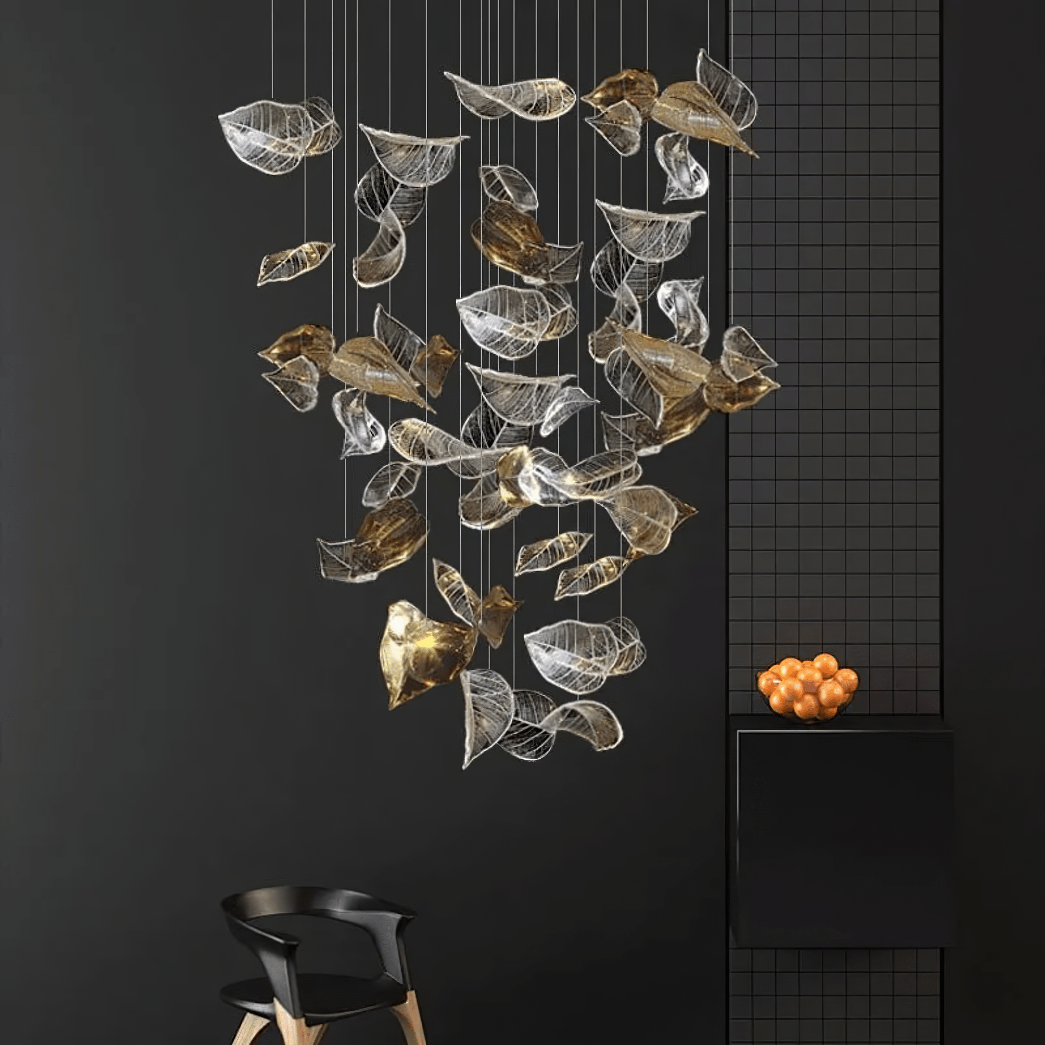 Cesilila Iridescent Metal Leaf Pendant Light - Blowlighting
