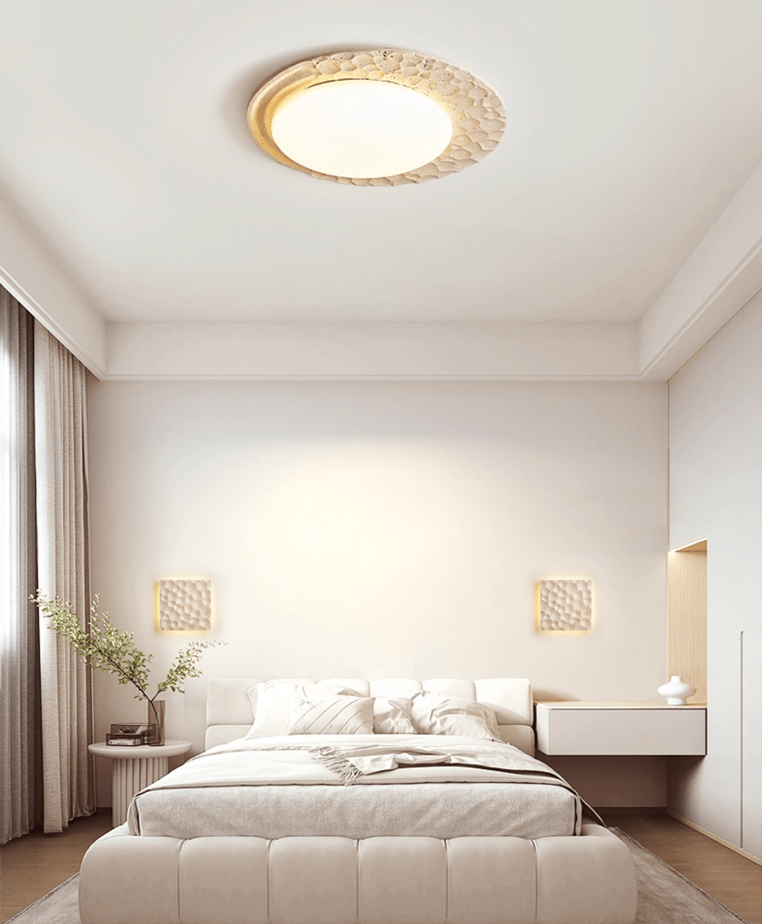 Ivsoris Textured Travertine Ceiling Light - Letslighting