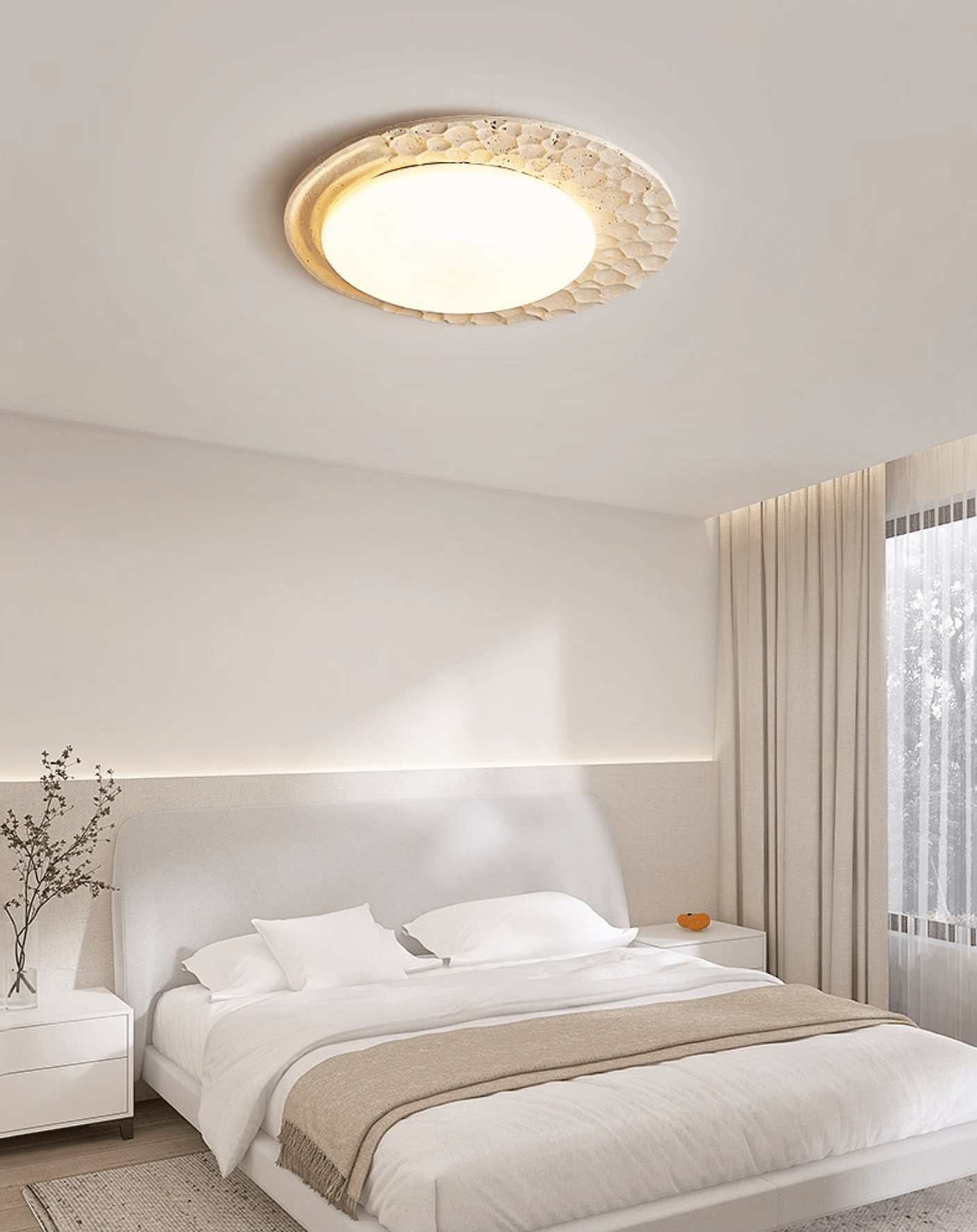 Ivsoris Textured Travertine Ceiling Light - Letslighting