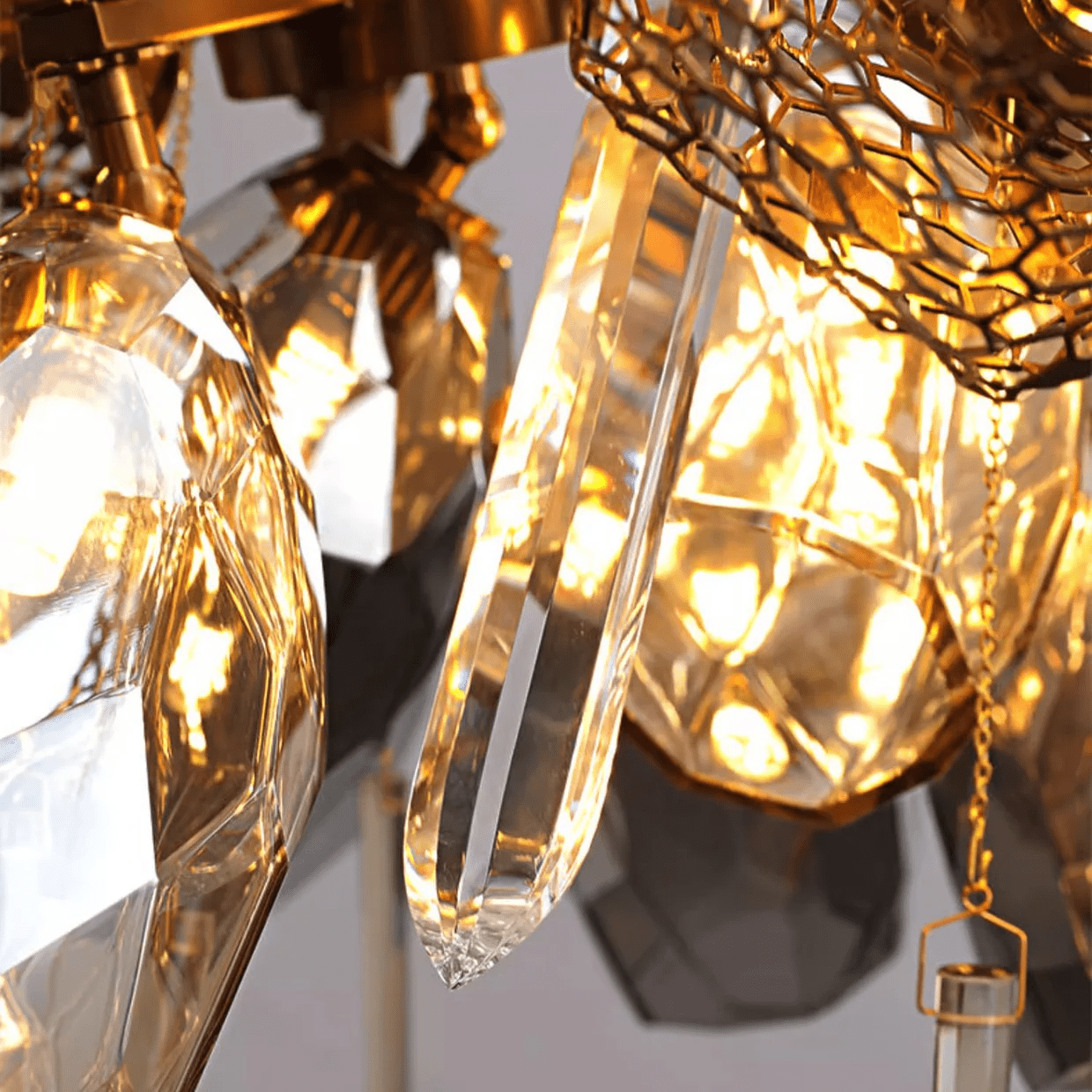 Aurora Chandelier Modern Glass Crystal Smoked Cluster - Letslighting