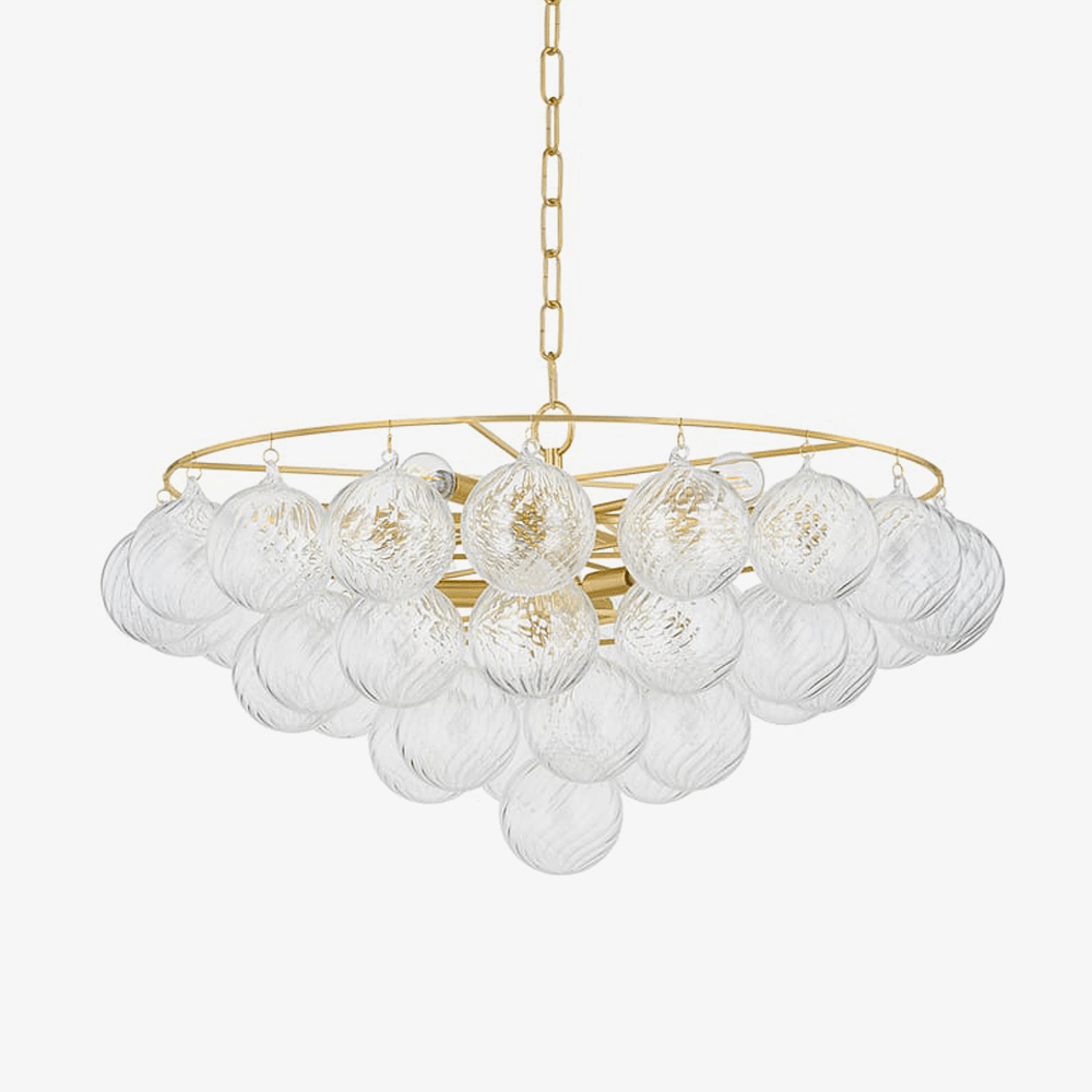 Aurora Chandelier Clear Glass Globe Aged Brass Elegant - Letslighting
