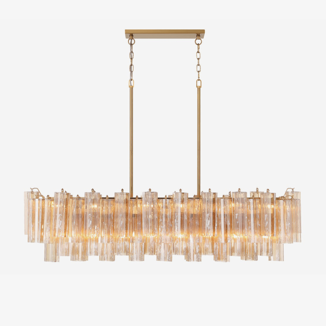 Aurora Linear Chandelier Glass Tube Tiered Amber - Letslighting