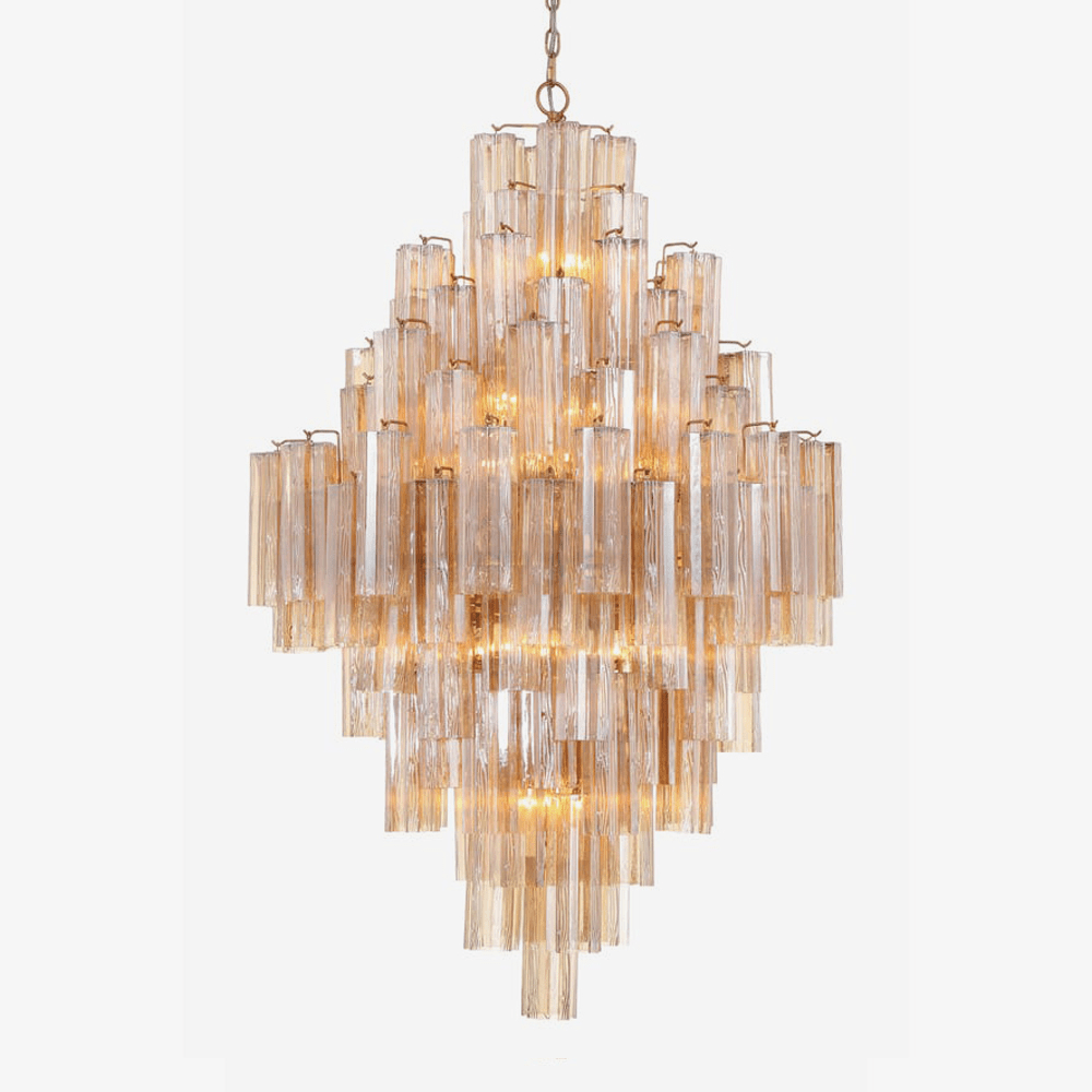 Aurora Diamond Chandelier Glass Tube Layered Amber - Letslighting