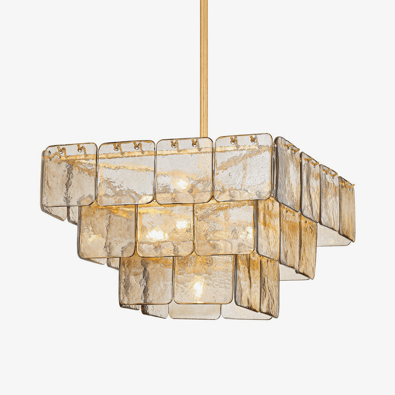 Aurora Chandelier Champagne Piastre Glass Modern - Letslighting