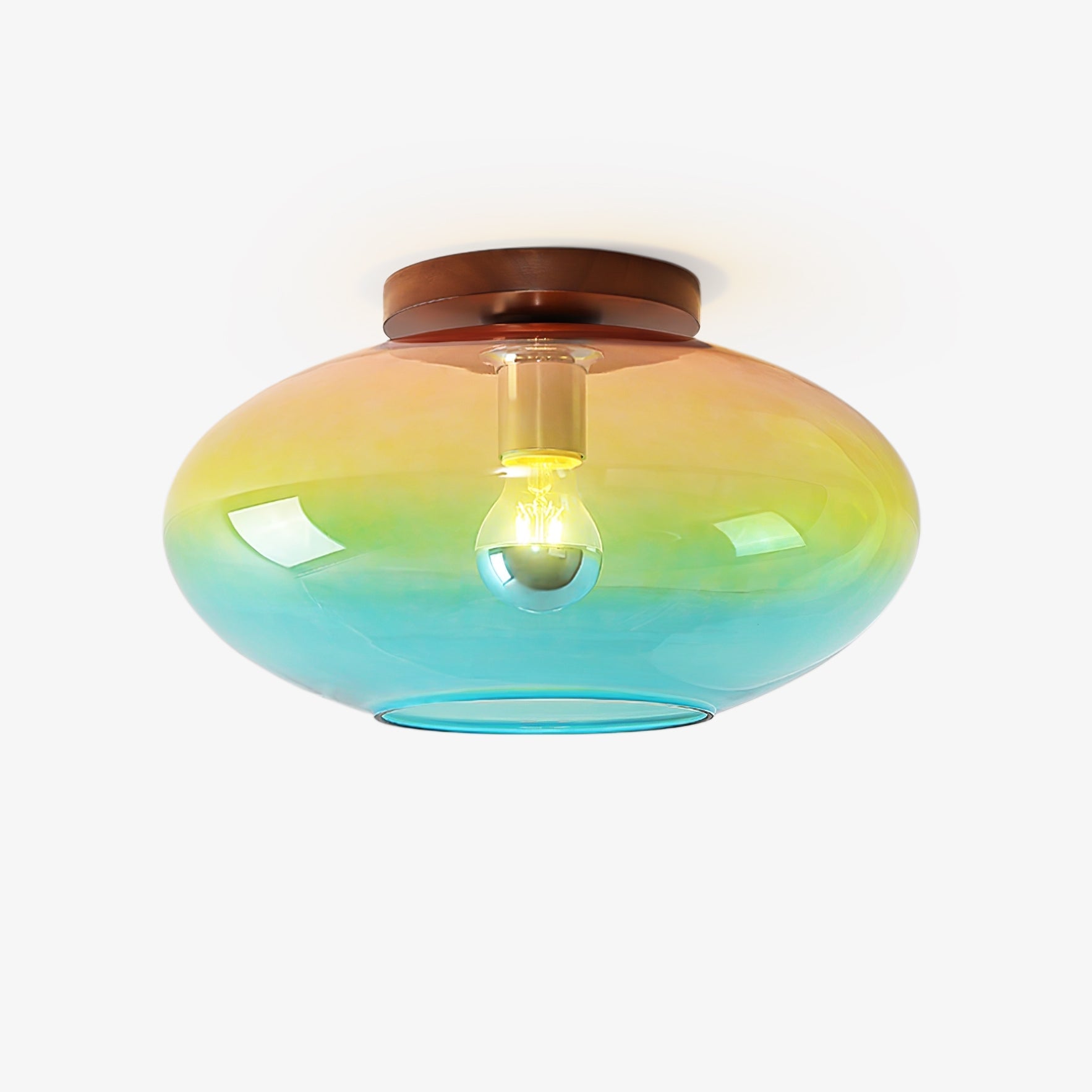 Tilio Artistique Bois Verre Plafonnier Lampe