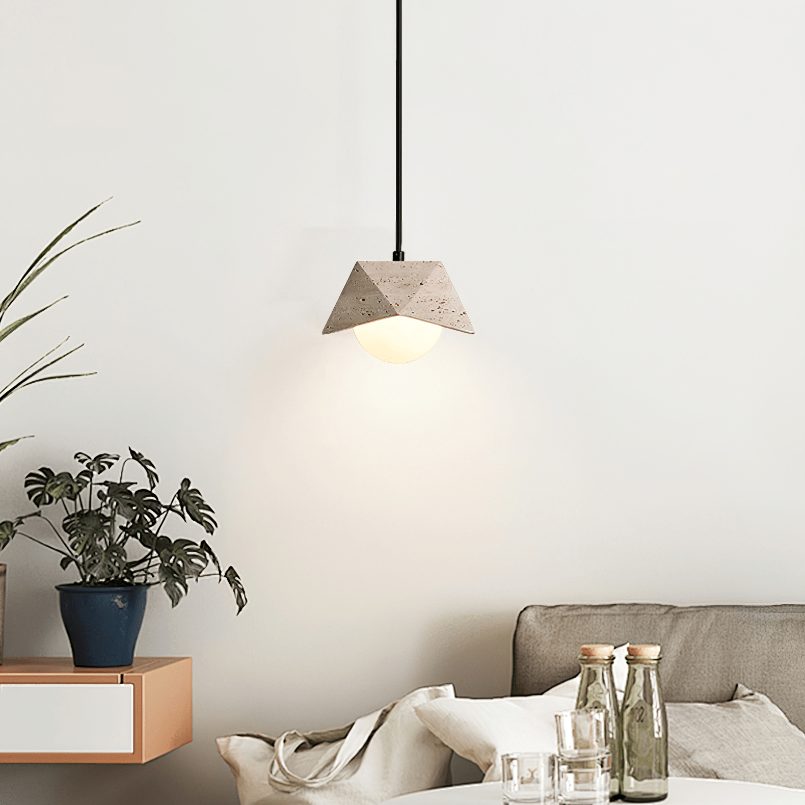 Kaelo Suspension Minimaliste en Travertin