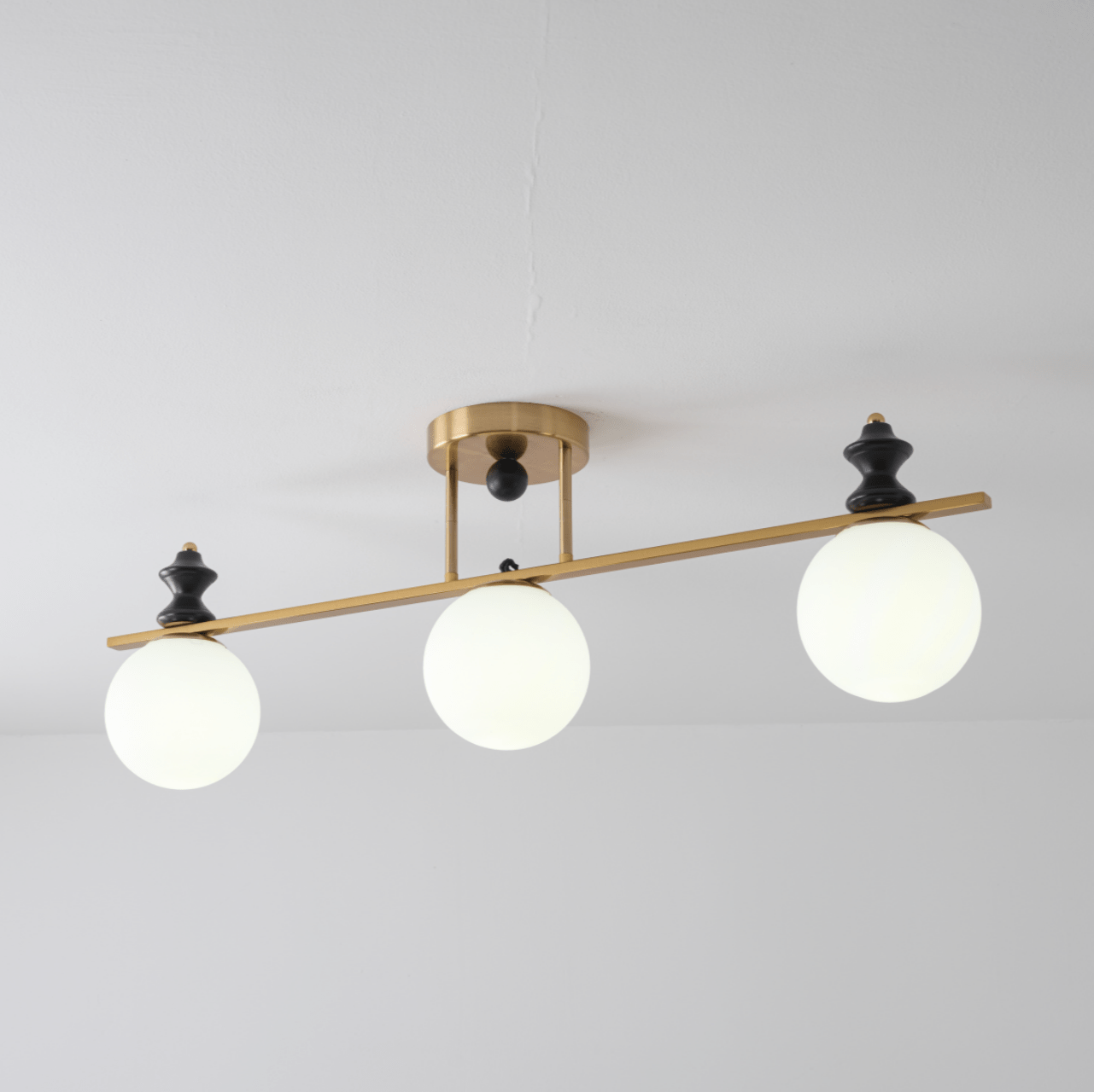 Orbis Quartet Wood Glass Ceiling Lamp
