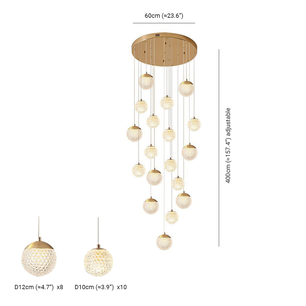 Arisha Luminaires Suspensions Multi/Bulle Moderne Métal/Acrylique Doré Chambre à Coucher