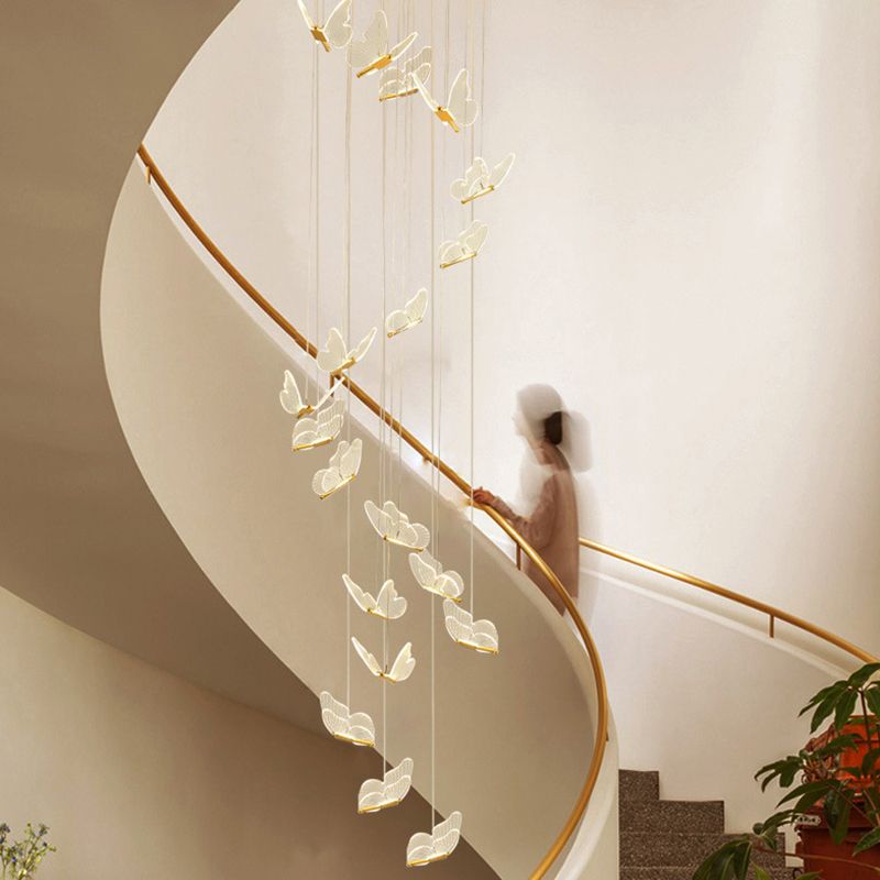 Olivia Moderne LED Suspension Doré Métal/Acrylique Salon Chambre à coucher