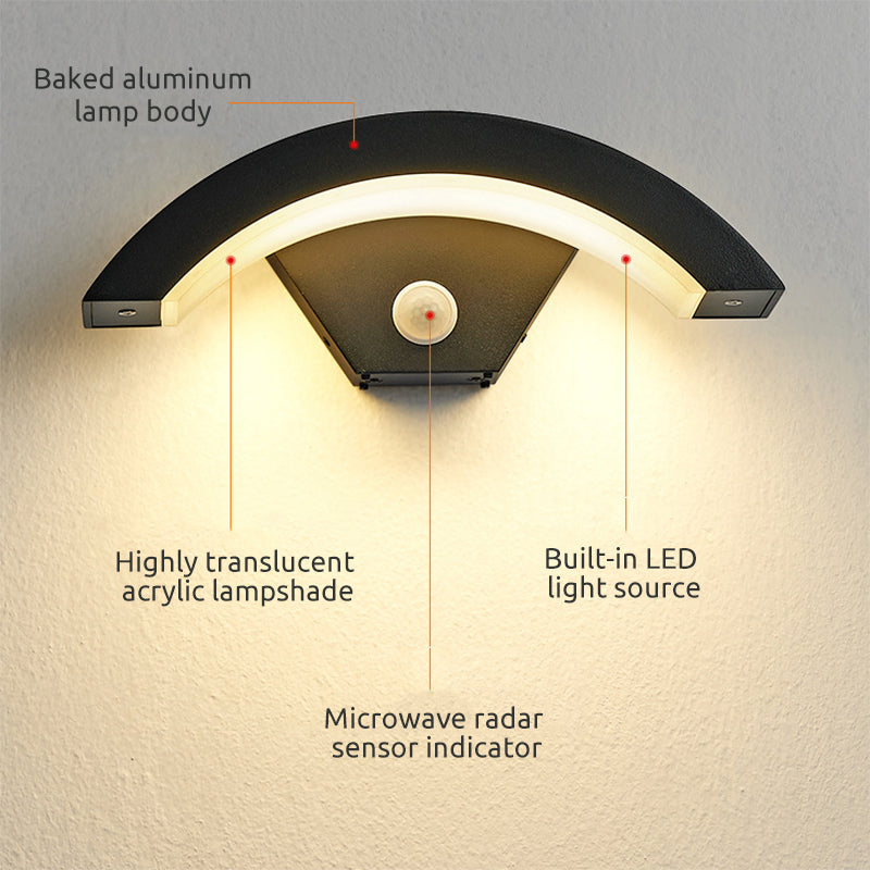 Ray Applique Murale Capteur étanche Arc Modern Noir, Extérieur
