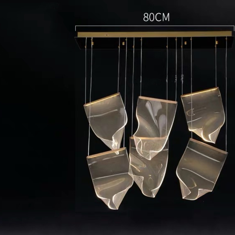 Kristy Suspension Carrée Contemporaine Métal/Acrylique Doré Salon/Escalier