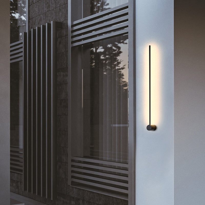 Ray Applique Murale d'Extérieur Minimaliste Linéaire LED, Métal, Noir, Jardin