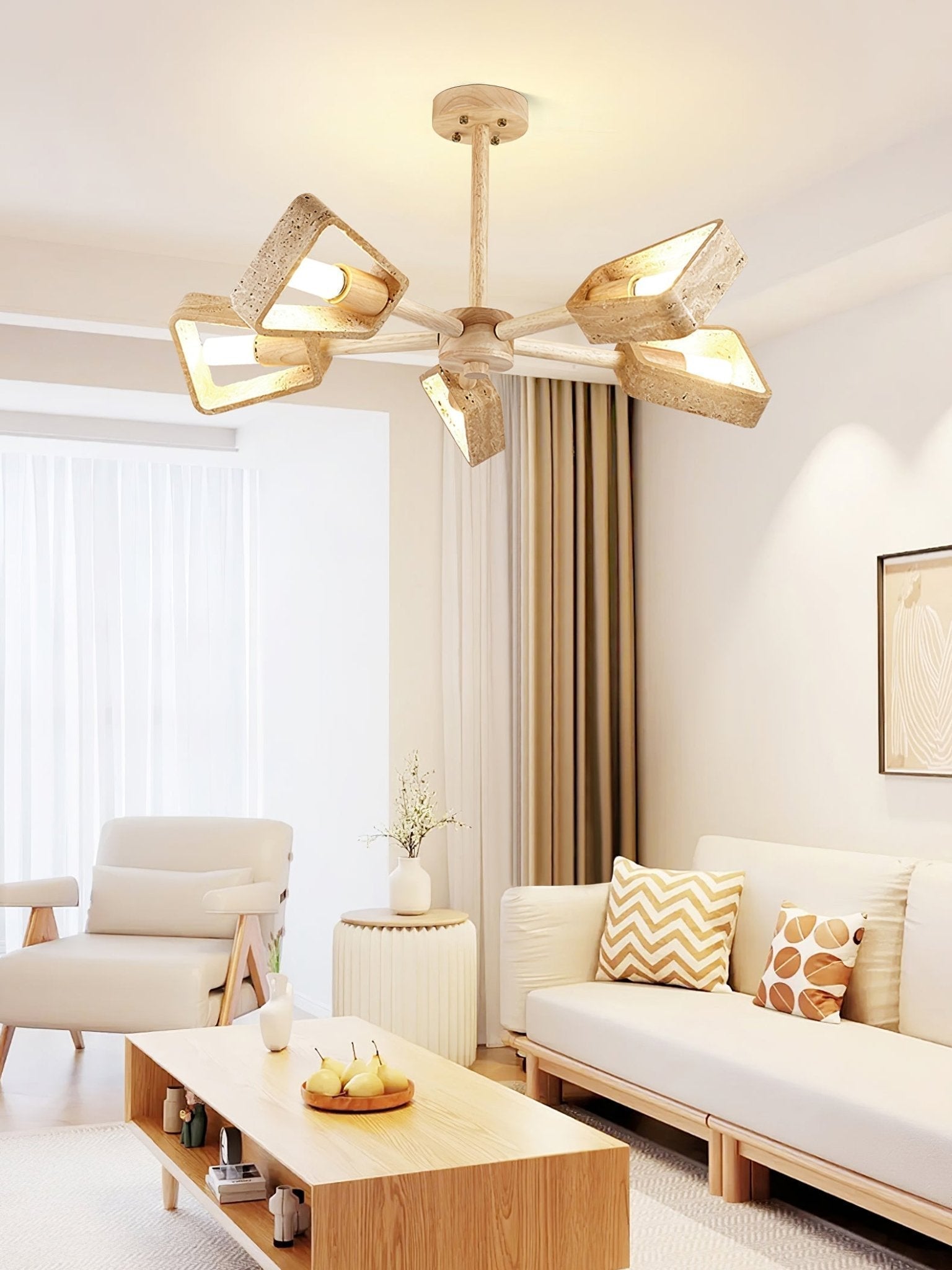 Hedra Travertone Geometric Chandelier - Letslighting