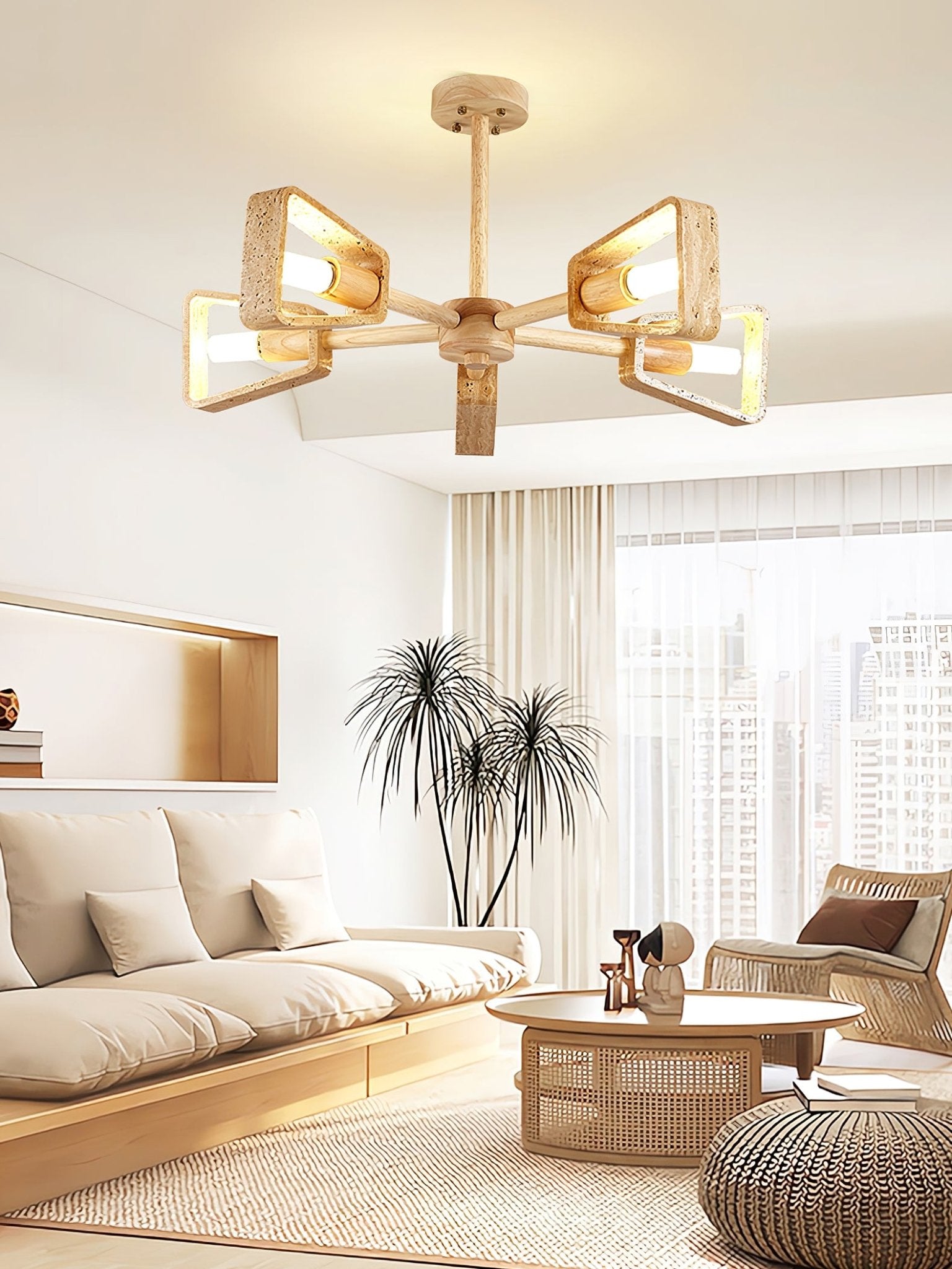 Hedra Travertone Geometric Chandelier - Letslighting