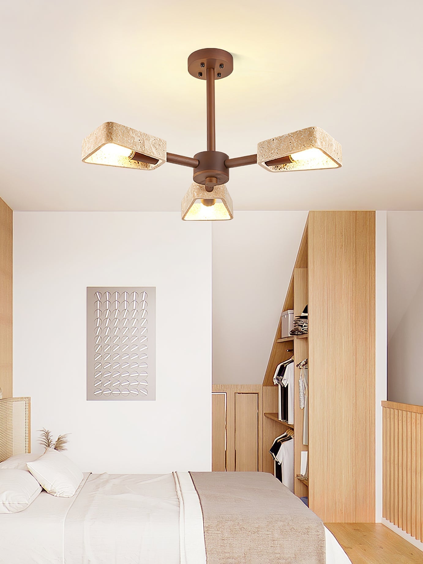 Hedra Travertone Geometric Chandelier - Letslighting