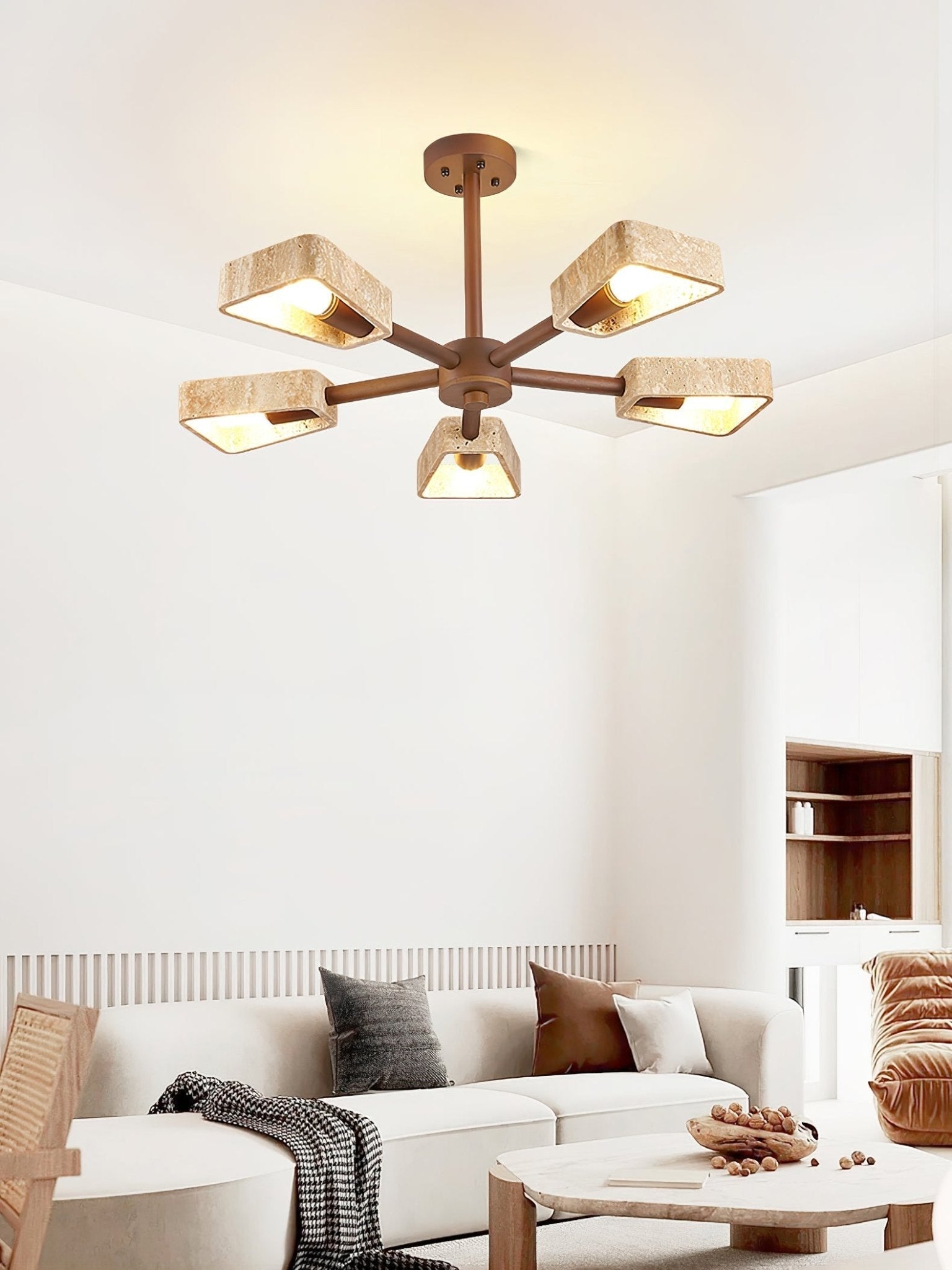 Hedra Travertone Geometric Chandelier - Letslighting