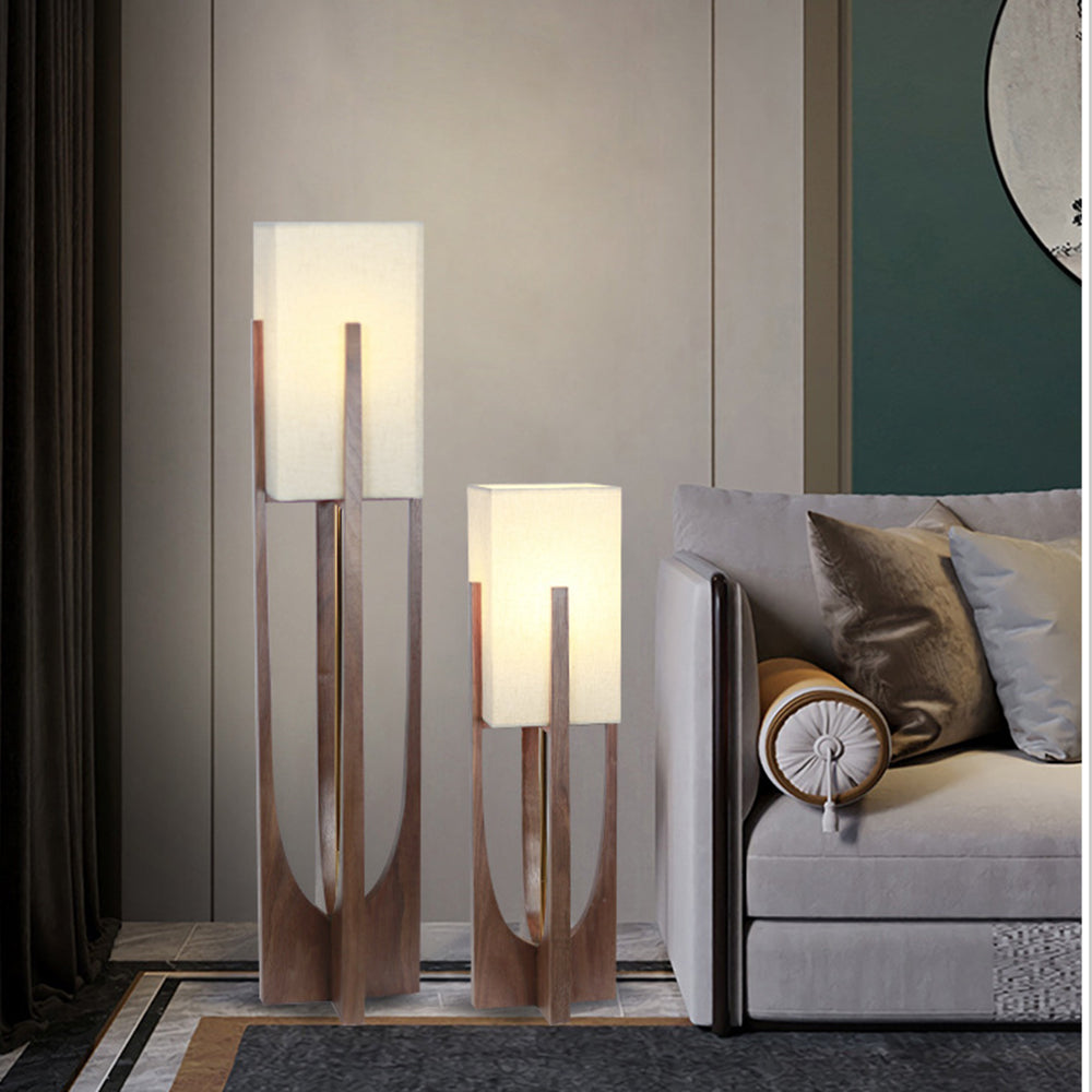 Muto Lampadaire Rectangulaire Naturel, Tissu, Bois, Salon/Bureau