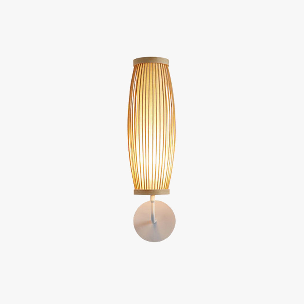 Ritta Applique Murale Intérieur Cylindre Vintage LED Bambou Marron Salon/Chambre