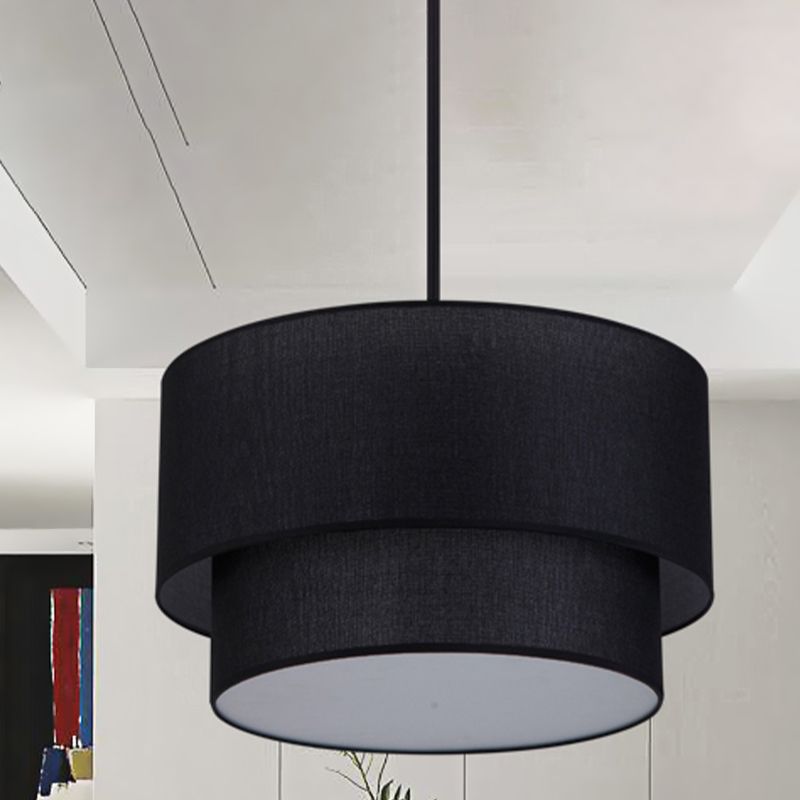 Ritta Moderne LED Suspension Blanc Noir Métal Tissu Salon Chambre à coucher